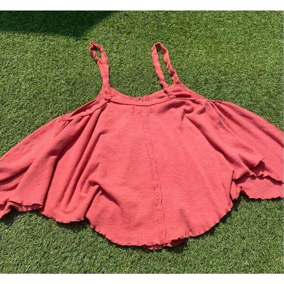 Free People Pink Rose Button Front Dream Weaver BOHO TANK TOP sz M - Picture 8 of 8